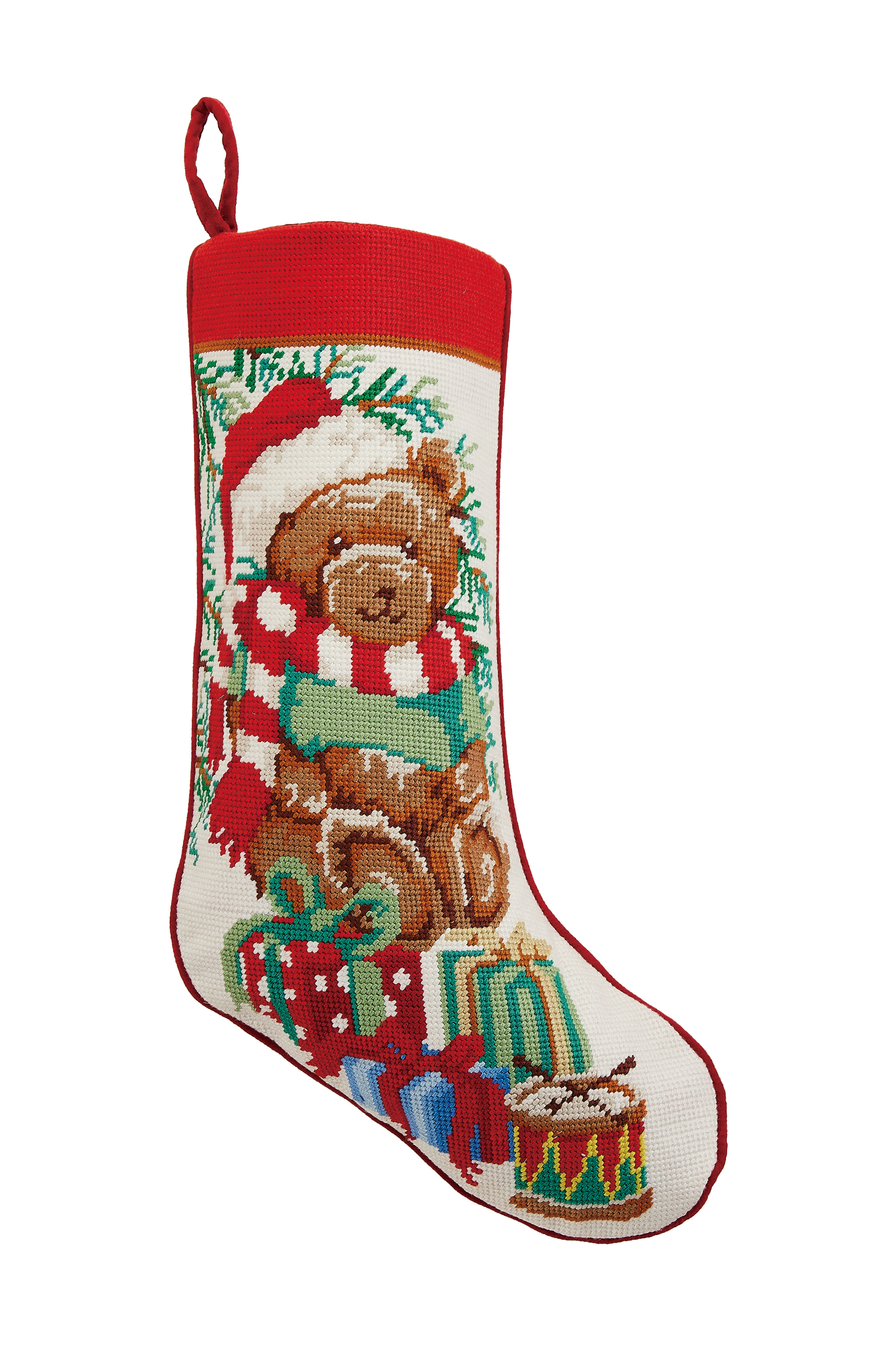 Teddy Bears Kissing Bear deals Needlepoint Vintage Christmas Stocking